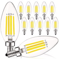 Luxrite Vintage Candelabra Led Bulb 60W Equivalent, 550 Lumens, 3000K Soft White, Led Chandelier Light Bulbs 5W, Dimmable, Clear Glass, Filament Led Candle Bulbs, Ul Listed, E12 Base (12 Pack)