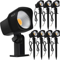 Cly 7W Led Landscape Spotlights Low Voltage Garden Pathway Lights Ip66 Waterproof Warm White For Outdoor Lights,Swimming Pool,Patio,Driveway, Yard, Lawn(8 Pack) (Black)