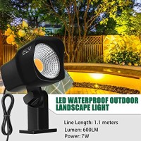 Cly 7W Led Landscape Spotlights Low Voltage Garden Pathway Lights Ip66 Waterproof Warm White For Outdoor Lights,Swimming Pool,Patio,Driveway, Yard, Lawn(8 Pack) (Black)