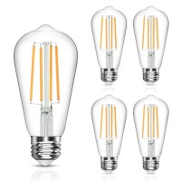 Langree Vintage Led Edison Bulb, 6W, Equivalent 60W, Soft White 2700K, Non-Dimmable Led Filament Light Bulb, E26 Base, High Cri 95+ Eye Protection, Clear Glass For Home Kitchen, Pack Of 5