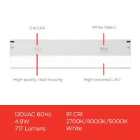 Ultrapro 18 Inch Hardwired Under Cabinet Lights, 3 Color Settings - 2700K/4000K/5000K - Warm White, Cool White, And Daylight, Under Cabinet Lighting, Dimmable Under Counter Lights For Kitchen, 45367