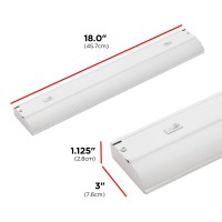 Ultrapro 18 Inch Hardwired Under Cabinet Lights, 3 Color Settings - 2700K/4000K/5000K - Warm White, Cool White, And Daylight, Under Cabinet Lighting, Dimmable Under Counter Lights For Kitchen, 45367