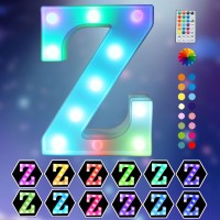 Light Up Colorful Led Marquee Letter Lights, 18 Colors Changing Alphabet Letters Sign With Remote Timer For Night Light Girls Bedroom Wedding Birthday Party Lamp Christmas Home Bar Decor- Colorful Z