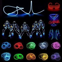 Jiguoor El Wire Battery Pack 98Ft 3M Bright Neon Light Strip 360 Illumination Neon Tube Rope Lights For Diy Festival Party