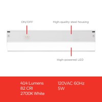 Ultrapro 18 Inch Hardwired Under Cabinet Lights, On/Off Only, 2700K Warm White, Under Cabinet Lighting, Under Counter Lights For Kitchen 44110