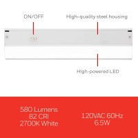 Ultrapro 24 Inch Hardwired Under Cabinet Lights, On/Off Only, 2700K Warm White, Under Cabinet Lighting, Under Counter Lights For Kitchen 44112