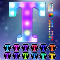 Light Up Colorful Led Marquee Letter Lights, 18 Colors Changing Alphabet Letters Sign With Remote Timer For Night Light Girls Bedroom Wedding Birthday Party Lamp Christmas Home Bar Decor- Colorful T