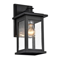 Micsiu Black Outdoor Wall Lantern Light Fixture 12 Inch Glass Exterior Sconce Light Fixture Clear Seedy Outdoor Lights For Hou