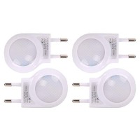 Omeet 4 Pack Of White Eu 2Pin Plug Portable Plugin 07W Travel Led Night Light With Light Sensor Controlled Dusk To Dawn No