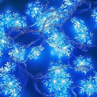 Domestar Snowflake String Lights, 10Ft 20Led String Lights Blue Snowflake Lights Snowflakes Plastic Fairy Lights Decorations