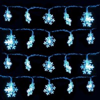 Domestar Snowflake String Lights, 10Ft 20Led String Lights Blue Snowflake Lights Snowflakes Plastic Fairy Lights Decorations