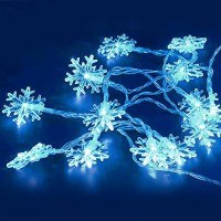 Domestar Snowflake String Lights, 10Ft 20Led String Lights Blue Snowflake Lights Snowflakes Plastic Fairy Lights Decorations