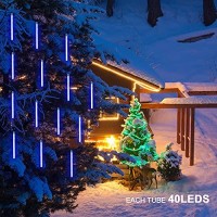 Maoyue Meteor Shower Lights, 16 Tubes 640 Led Icicle Lights Outdoor Christmas Decorations, Waterproof Cascading Lights For Wedding Christmas Tree Decoration,Blue