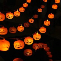 Milexing Halloween String Lights, Led Pumpkin Lights, Holiday Lights For Outdoor Decor,2 Modes Steady/Flickering Lights(20 One Pumpkin Lights, 9.8 Feet)