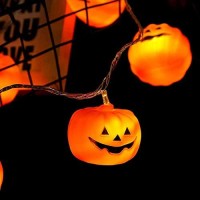 Milexing Halloween String Lights, Led Pumpkin Lights, Holiday Lights For Outdoor Decor,2 Modes Steady/Flickering Lights(20 One Pumpkin Lights, 9.8 Feet)