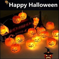 Milexing Halloween String Lights, Led Pumpkin Lights, Holiday Lights For Outdoor Decor,2 Modes Steady/Flickering Lights(20 One Pumpkin Lights, 9.8 Feet)