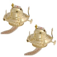 B&P Lamp Replacement Oil And Kerosene Lamp #2 Size Brass Plated Burner With Reduction Collar And Cotton Lamp Wick | Fits Vintage Oil Lamps | Holds A 3 Inch Base Chimney - 2 Pack