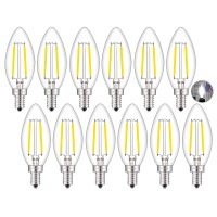 Crlight Led Candelabra Bulb 5000K Daylight White, 25W Equivalent 250 Lm, 2W Led Chandelier Light Bulbs, E12 Vintage Edison B11 Clear Glass Candle Bulbs, Non-Dimmable Version, 12 Pack