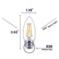 Philips Led Flicker-Free Clear Dimmable B11 Light Bulb - Eyecomfort Technology - 300 Lumen - Soft White (2700K) - 3.3W=40W - E26 Base - Title 20 Certified - Indoor - 12-Pack