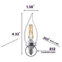 Philips Led Flicker-Free Dimmable Ba11 Glass Light Bulb, 300 Lumen, Soft White Light (2700K), 3.3W=40W, 90 Cri, E12 Base, Title 20 Certified, 12-Pack