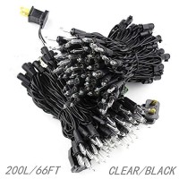 Jinbest 200 Clear Christmas Lights Outdoor, 66 Ft Black Wire Mini Lights String, Commercial Grade Pack Of 2 Sets 100 Light, For Indoor And Outdoor Use.