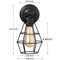 Elibbren Industrial Wall Sconce, 2 Pack, Vintage Wire Cage Wall Lighting Sconce, Farmhouse Wall Lighting Fixture For Bedroom, Headboard,Garage, Porch