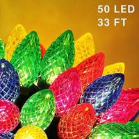 Twinkle Star C9 Christmas String Lights, 50 Led 33Ft Outdoor Fairy Lights With 29V Safe Adaptor, Extendable Green Wire String Lights For Patio Xmas Tree Wedding Party Decoration, Multicolor