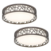 Vicnie Led Flush Mount Ceiling Light 2 Pack, 14 Inch 20W Dimmable Round Deco Lighting Fixture Oil Rubbed Bronze Finished,1400 Lumens 3000K Warm White, Etl Listed Metal Body White Acrylic Lampshade