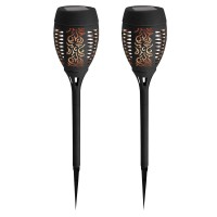 Solalite 2 Pack 36 Led Solar Torch Light Lantern Dancing Flickering Flame Effect Stake Stick Light Waterproof Outdoor Garden Landscape Path Lamp, Black