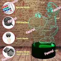 Fanrui Japan Anime Super Game - Ride A Yoshi Dinosaur Action Figure Lamp - 3D Led Bedroom Table Home Hot Decor - 7 Colors Night Light - Child Kids Baby Girls Toys - For Christmas Birthday Party