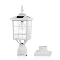 Kemeco St4224Qw Solar Post Light Outdoor Led Squared Frame Fixture With 3 Pier Mount Base For Garden Street Pole Landscape Ya