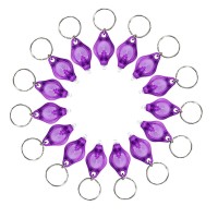 Jwisland 15 Pack 395Nm Uv Mini Led Keychain Flashlight Black Light Uv Lights Key Ring Light Torch (Purple)