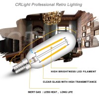 Crlight Led Candelabra Bulb 25W Equivalent 250 Lm, 3000K Soft White 2W Led Chandelier Light Bulbs, E12 Vintage Edison T25(T8) Tiny Tubular Bulbs, Non-Dimmable Version, 10 Pack