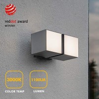 Lutec Cuba 3000K 1100Lm Led Integrated Porch Wall Light Outdoor And Indoor Bedroom Led Wall Lantern Sconce-Bronze