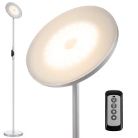 Joofo Floor Lamp,30W/2400Lm Sky Led Modern Torchiere 3 Color Temperatures Super Bright Floor Lamps-Tall Standing Pole Light With Remote & Touch Control For Living Room,Bed Room,Office (Silvery Grey)