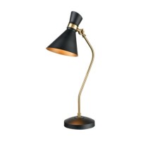 Virtuoso 1-Light Table Lamp In Matte Black And Aged Brass