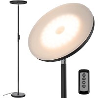 Joofo Floor Lamp,30W/2400Lm Sky Led Modern Torchiere 3 Color Temperatures Super Bright-Tall Standing Pole Light With Remote & Touch Control For Living Room,Bed Room,Office (Black)