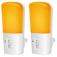 Lohas Amber Dimmable Plug In Yellow Night Light With Dusk To Dawn Sensor For Kids Bedroom, 5-80Lm Suit For Nursery, Hallway, Stairway,Bedroom, Bathroom,2Pack