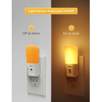 Lohas Amber Dimmable Plug In Yellow Night Light With Dusk To Dawn Sensor For Kids Bedroom, 5-80Lm Suit For Nursery, Hallway, Stairway,Bedroom, Bathroom,2Pack