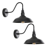 Goalplus Black Outdoor Barn Light With Wall Mount 2 Pack Exterior Gooseneck Lights With 10 Dome Farmhouse Style Outside Wall