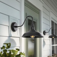 Goalplus Black Outdoor Barn Light With Wall Mount 2 Pack Exterior Gooseneck Lights With 10 Dome Farmhouse Style Outside Wall