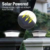 Tsun Solar Post Lights Waterproof Outdoor Solar Post Cap Lights For 4 X 4 Wooden Posts 6000K White Led Lighting Deck Patio