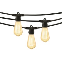 Mr Beams 40W St58 Bulb Nostalgic Vintage Edison Incandescent Weatherproof Outdoor String Lights, 48 Feet, Black