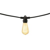 Mr Beams 40W St58 Bulb Nostalgic Vintage Edison Incandescent Weatherproof Outdoor String Lights, 48 Feet, Black