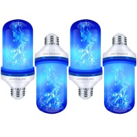 Cppslee Led Flame Light Bulbs, 4 Modes Fire Light Bulbs, E26 Base Flame Bulb, Christmas Decorations Outdoor Indoor Home, Christmas Lights Bulbs (Blue, 4 Pack)