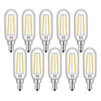 Omaykey 2W Led Candelabra Bulb 3000K Soft White, 25W Equivalent 250 Lumen, E12 Base Vintage Edison T25 Mini Tubular Clear Glass Led Filament Chandelier Light Bulbs, Non-Dimmable, 10 Pack