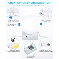 Ensenior 12 Pack 4 Inch Ultra-Thin Led Recessed Ceiling Light With Junction Box, 4000K Cool White, 9W 75W Eqv, Dimmable Can-Killer Downlight, 750Lm High Brightness - Etl And Energy Star Certified