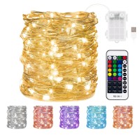 Minetom Batteryusb Powered Fairy Lights33 Feet 100 Leds Color Changing Twinkle Lights With Remote Timer16 Colors Waterproof String Lights For Room Garden Patio Indoor Outdoor Decor132 Modes