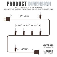 612 Vermont 100 White Led Christmas Lights On A Brown Wire Cord, Ul Approved For Indoor And Outdoor Use, Lighted Length 18.5 Feet, Total Length 20.8 Feet, Connect Up To 27 Sets End To End