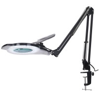 10X Led Magnifying Lamp With Clamp, Kirkas 2,200 Lumens Dimmable Super Bright Daylight Magnifying Glass With Light, Adjustable Swivel Arm Lighted Magnifier Lamp For Reading Repair Crafts- Black